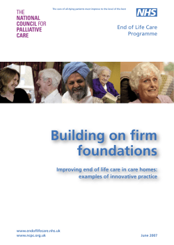 Building on firm foundations - National Council for Palliative Care