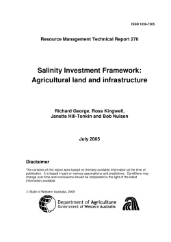 Salinity Investment Framework: Agricultural land and infrastructure