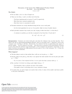 Discussion of the Linear!City Differentiated Product Model