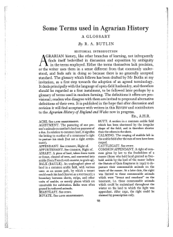 Some Terms used in Agrarian History