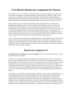 CSA District Homework Assignment for Parents