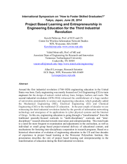 Project Based Learning in Engineering Education for - cwins