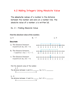 6.2 Adding Integers Using Absolute Value