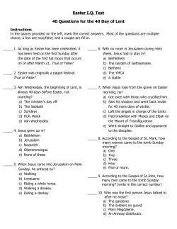 Easter IQ Test 40 Questions for the 40 Day of Lent