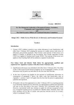 Circular 0008/2013 - Department of Education and Skills