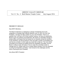 July/August 2016 Shofar - Beth Shalom Temple Center