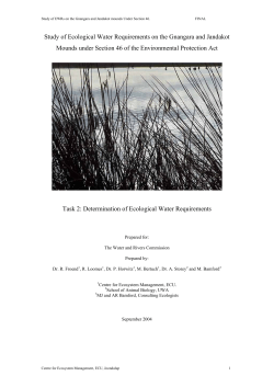 Study of Ecological Water Requirements on the Gnangara and