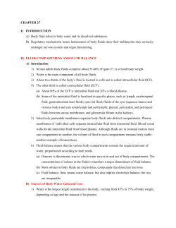 CHAPTER 27 I) INTRODUCTION A) Body fluid refers to body water