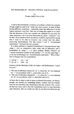 SIX PROBLEMS IN "TRANSLATIONAL EQUIVALENCE" I