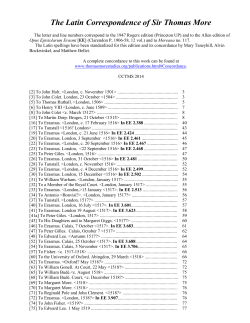 The Latin Correspondence of Sir Thomas More