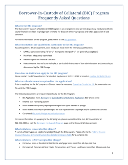 Borrower-In-Custody of Collateral (BIC) Program Frequently Asked