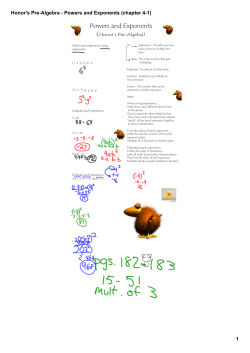 Honor`s Pre-Algebra - Powers and Exponents (chapter 4-1)
