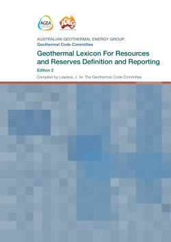 Geothermal Reserves and Resources Lexicon, 2nd Edition 2010