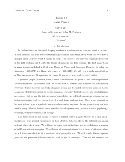 Lesson 14. Game Theory