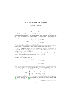 The 3x + 1 Problem: An Overview