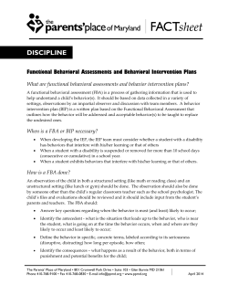 Functional Behavioral Assessments and Behavioral Intervention Plans