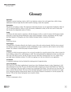 Glossary - Slavery in New York