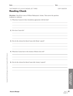 Julius Caesar - Act III Reading Questions, Holt McDougal