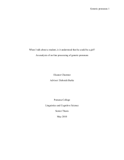 Generic pronouns 1 When I talk about a student, is it understood that