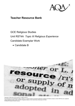 A-level Religious Studies Candidate exam responses RST4A: Topic