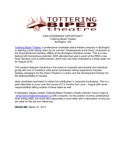 PAID INTERNSHIP OPPORTUNITY Tottering Biped Theatre