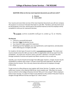 College of Business Career Services &ndash; THE RESUME
