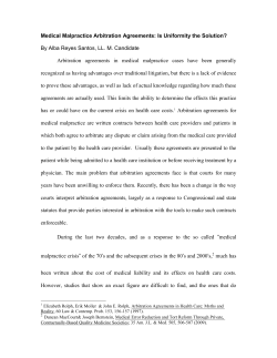 Medical Malpractice Arbitration Agreements: Is Uniformity the