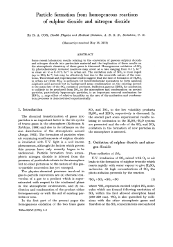 Particle formation from homogeneous reactions of sulphur dioxide