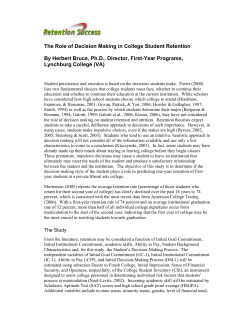 The Role of Decision Making in College Student Retention By
