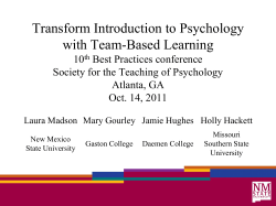 Using Team Based Learning in Psychology