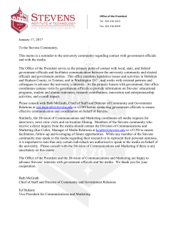 January 17, 2017 To the Stevens Community, This memo is a