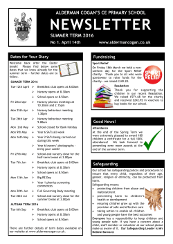 NEWSLETTER - Alderman Cogan