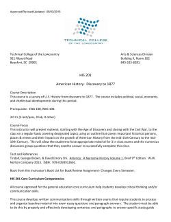 HIS 201 American History: Discovery to 1877