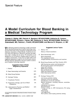 A Model Curriculum for Blood Banking in a