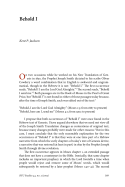 Behold I - BYU Studies - Brigham Young University