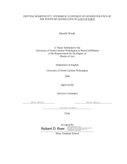 DEFYING DOMESTICITY: STEINBECK`S CRITIQUE OF