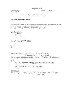 Assignment No. 6 Chemistry 213 Name