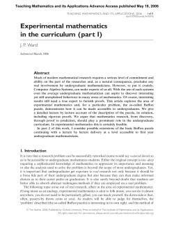 Experimental mathematics in the curriculum (part 1)