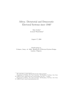 Africa: Dictatorial and Democratic Electoral Systems since 1946&lowast;