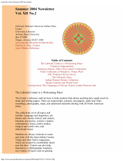 Labriola Center Summer 2004 Newsletter - ASU Library