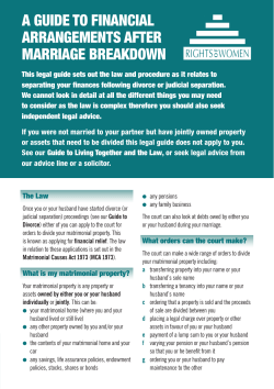 A guide to financial arrangements after marriage