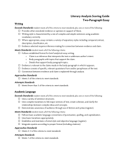 Literary Analysis Scoring Guide Two-Paragraph