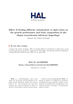 Effect of feeding different carbohydrate to lipid ratios on the