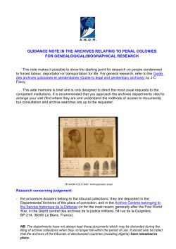 guidance note in the archives relating to penal colonies for