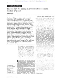 Lessons from the past: preventive medicine in early modern England