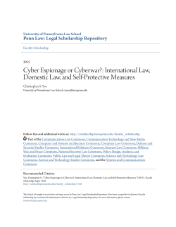 Cyber Espionage or Cyberwar? - Penn Law: Legal Scholarship