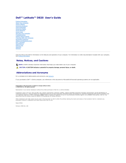 Latitude D820 User`s Guide