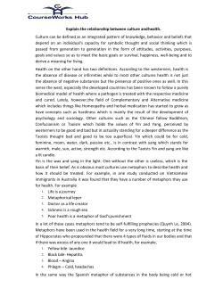 Explain the relationship between culture and health. Culture can be