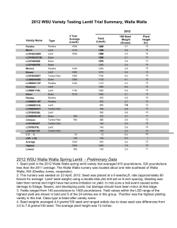 2012 WSU Variety Testing Lentil Trial Summary, Walla Walla 2012