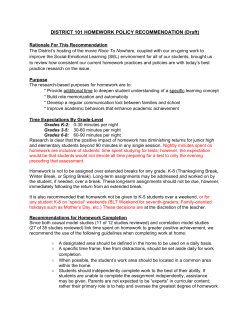 DISTRICT 101 HOMEWORK POLICY RECOMMENDATION (Draft)